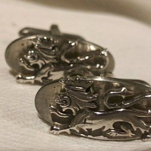 Vintage Silver toned Swank Brand Crowned Lion Cufflinks
